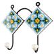 Turquoise Ceramic Floral Tile Wall Hook 